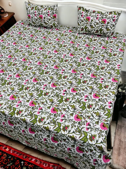 Anokhi Print Jaipuri Double Bedsheet with Pillow COver