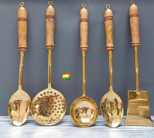 Antique Brass Serving Ladle Set (Set of 5)