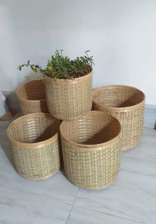 Bamboo Planter Holder Baskets (Set of 5)