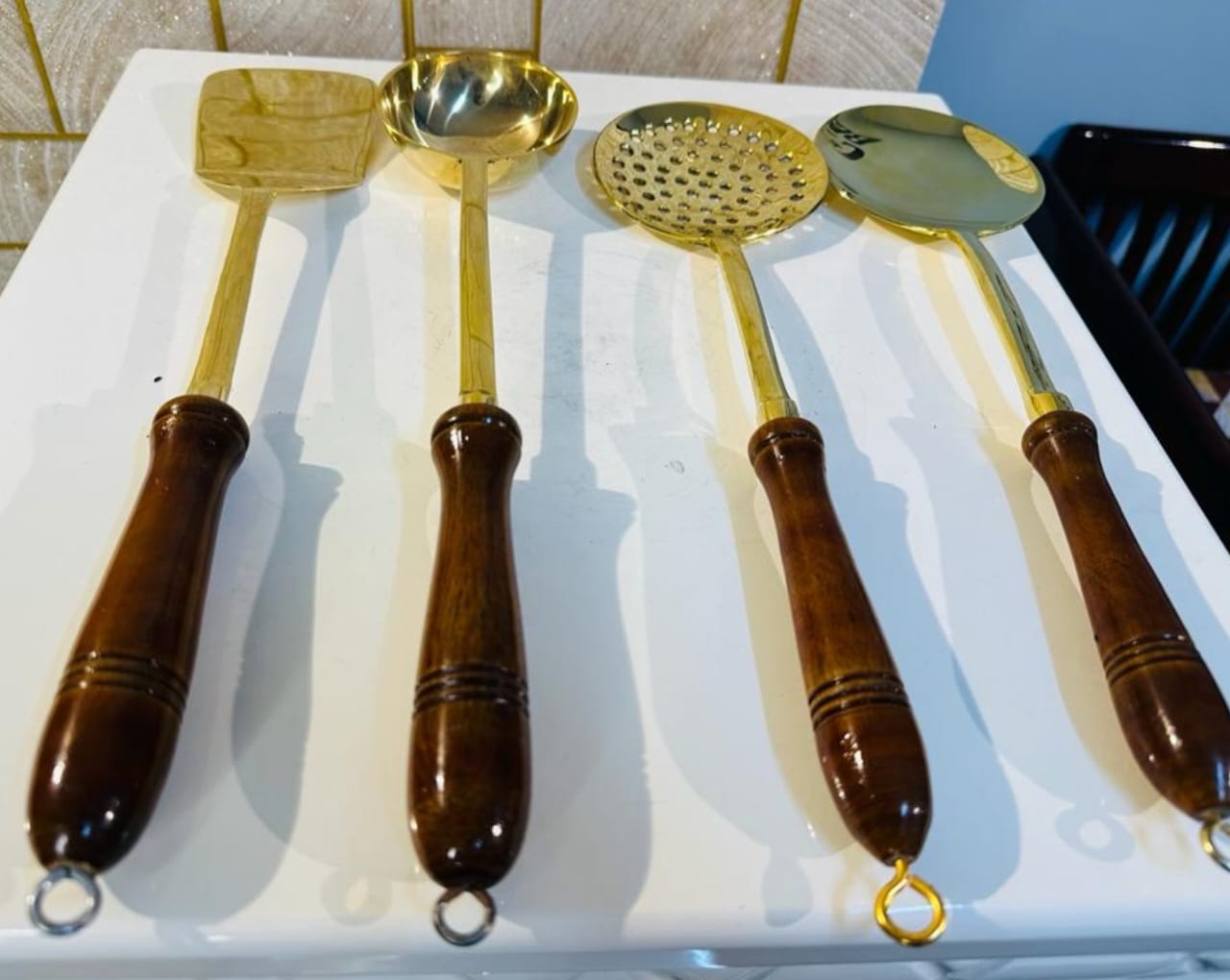 Regal Brass Serving Spoon Set | Brass Serving Cutlery (Set of 4)