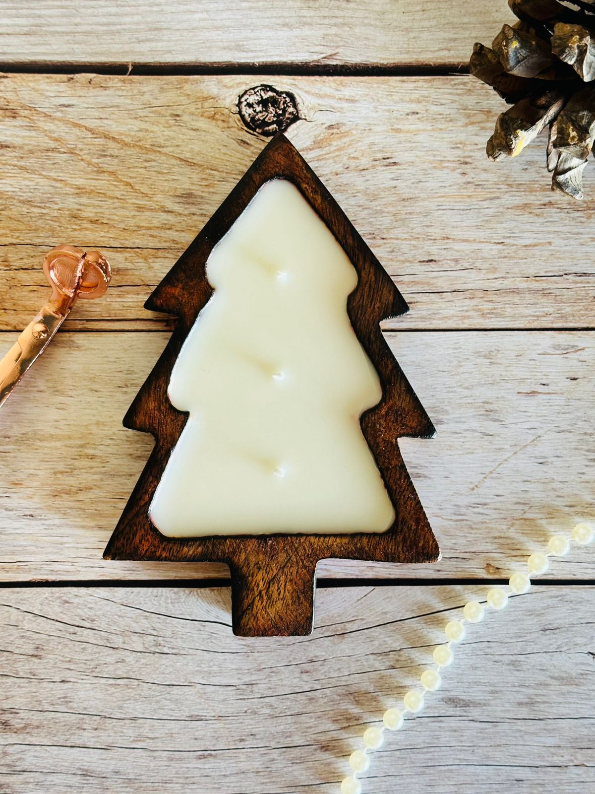 Christmas Tree Wooden Candle for Christmas Decor