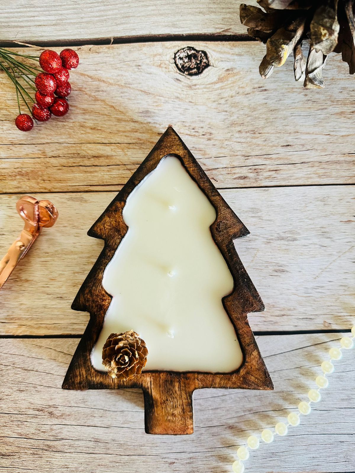 Christmas Tree Wooden Candle 