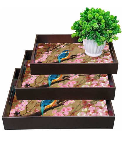 Elegant Serving Tray | Wooden Tray for Decoration | Latest Wooden Tray (Set of 3)