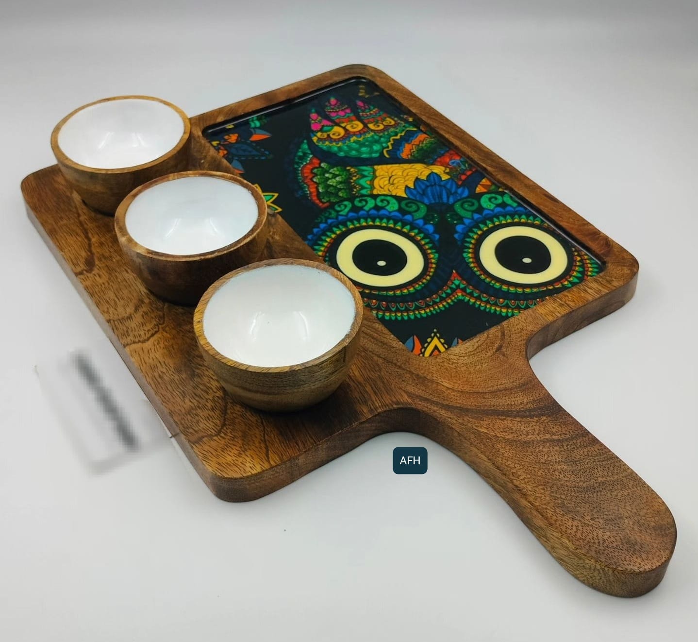 Designer Wooden Platter with Bowls | Wooden Serving Platters