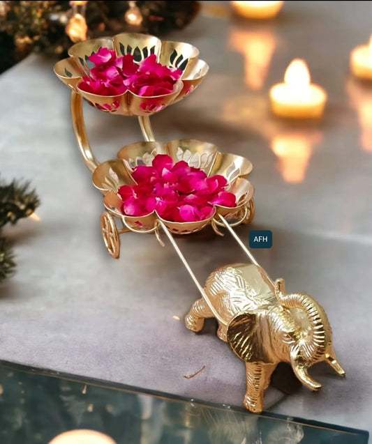 Exclusive Elephant Urli Cart | Metal Elephant Urli for Home Decor