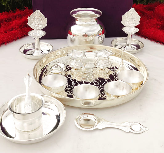 Exclusive German Silver Laxmi Pooja Set