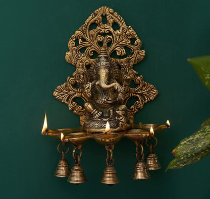 Ganesha Brass Deepam | Wall-mount Brass Deepak | Brass Diya for Home Decor