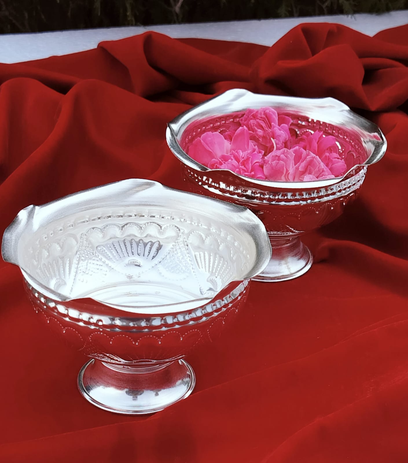 German Silver Flower Bowl (Set of 2)