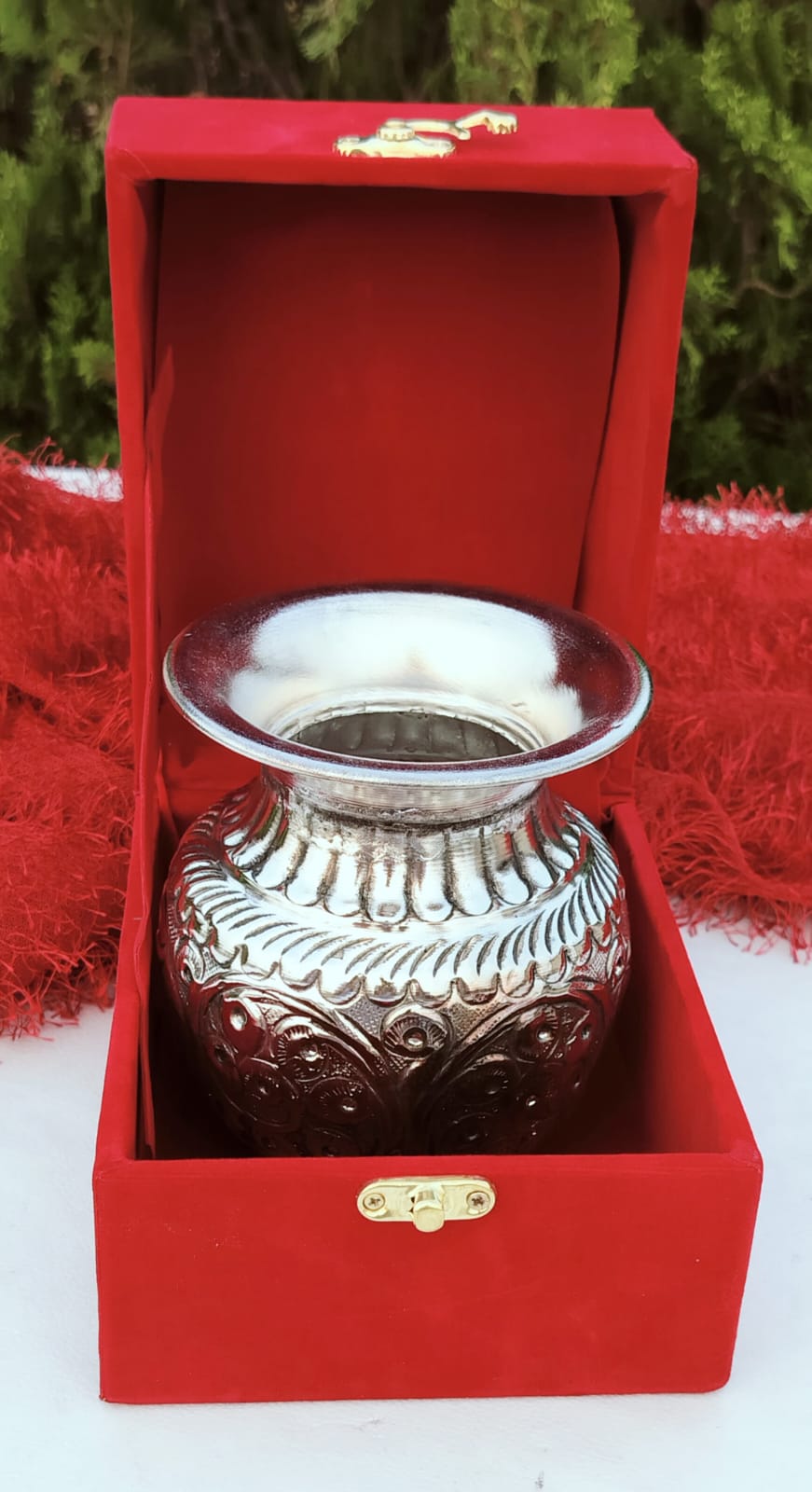 German Silver Kalasha in Velvet Box for Gifting