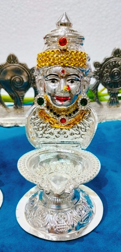 German Silver Laxmi Diya 