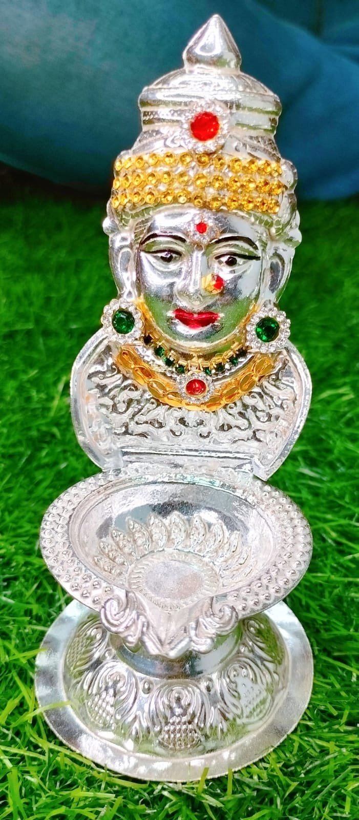 German Silver Laxmi Diya for Pooja