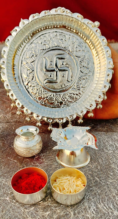 German Silver Pooja Set