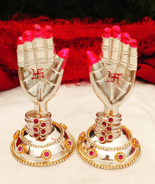 German Silver Rani Sati Dadi Blessing Hands