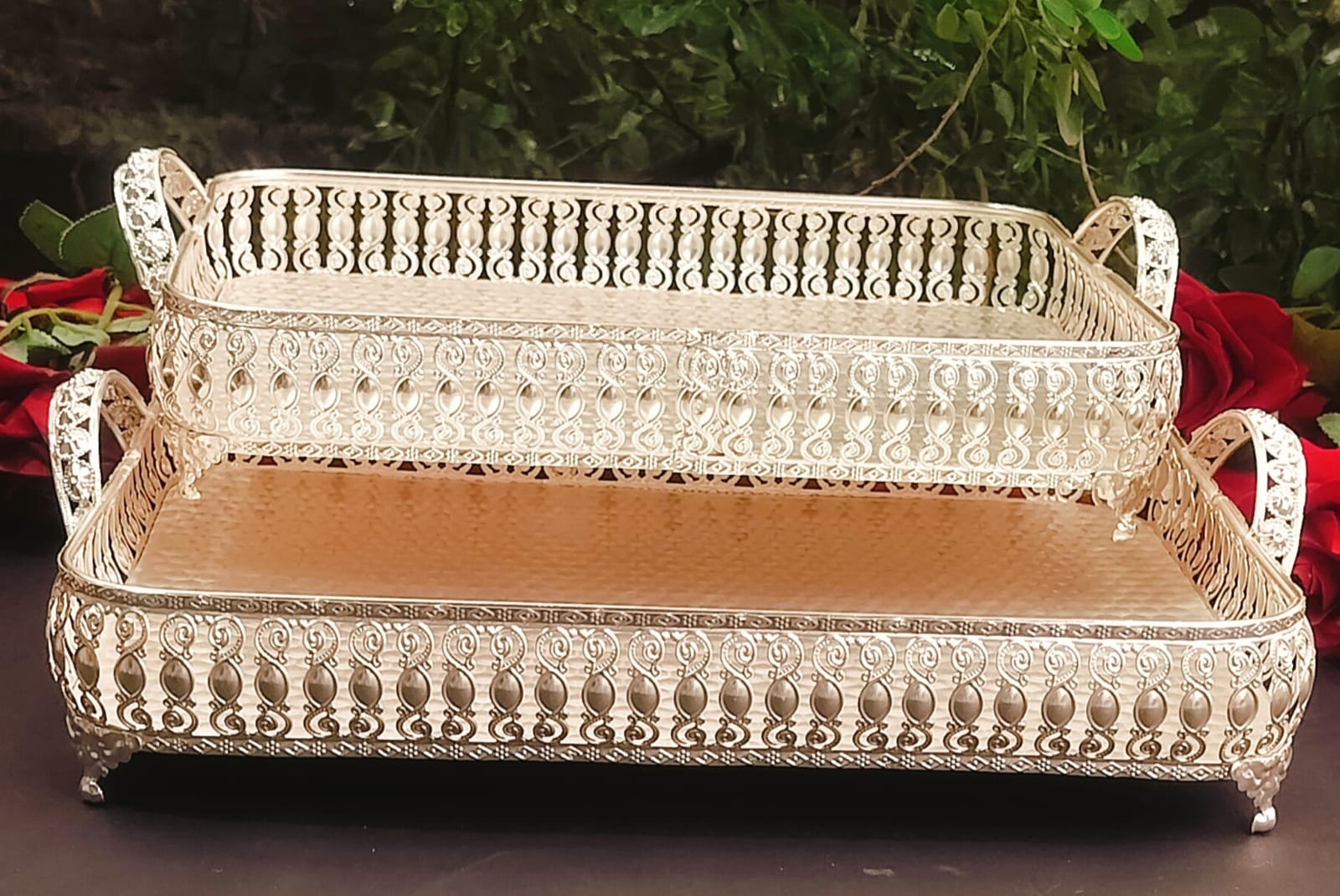 German Silver Rectangular Tray