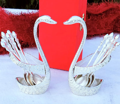 German Silver Swan With Spoons Gifting Set 