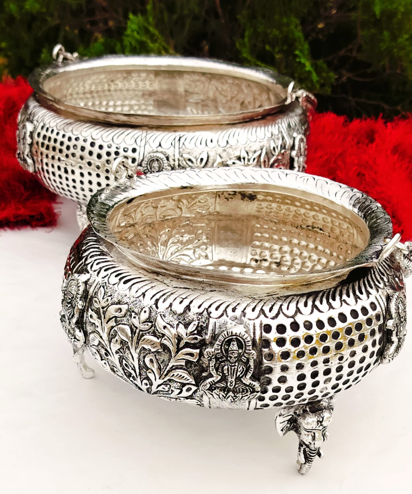 German Silver Pooja Basket