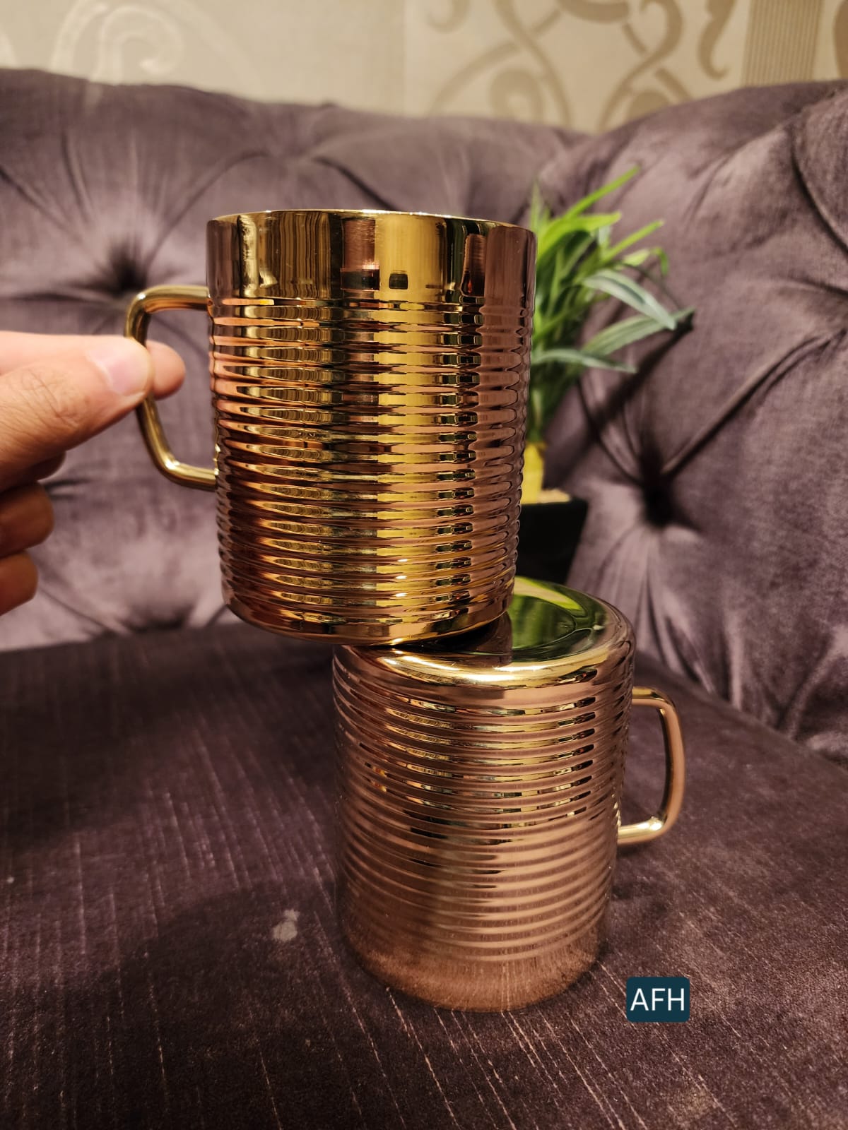 Royal Double Wall Gold-Plated Cups | Premium Tea Cups (Set of 2)