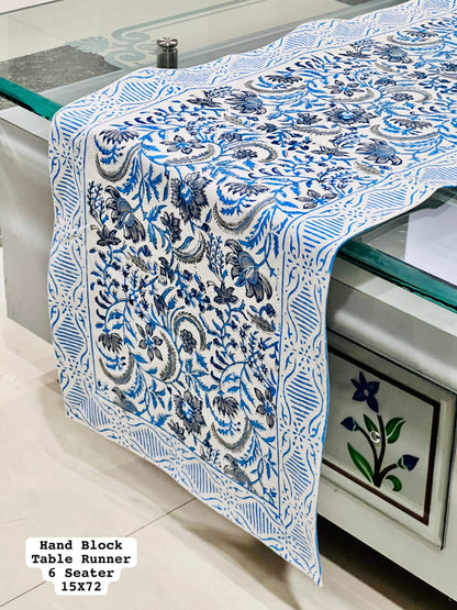 Hand Block Cotton Table Runner (6 Seater)