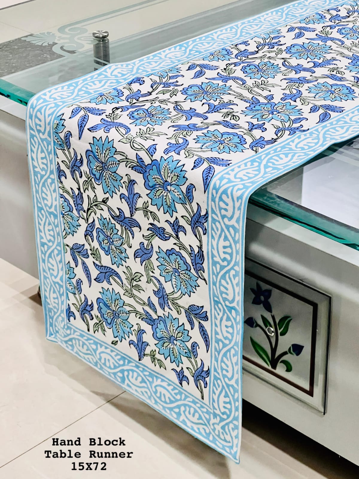 Hand Block Cotton Table Runner (6 Seater)