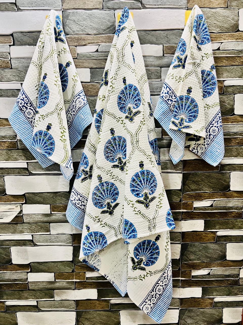 Hand Block Cotton Towel Set (Set of 3)