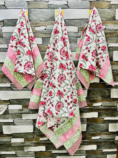 Hand Block Cotton Towel Set (Set of 3)