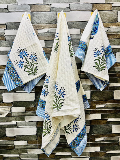 Hand Block Cotton Towel Set (Set of 3)