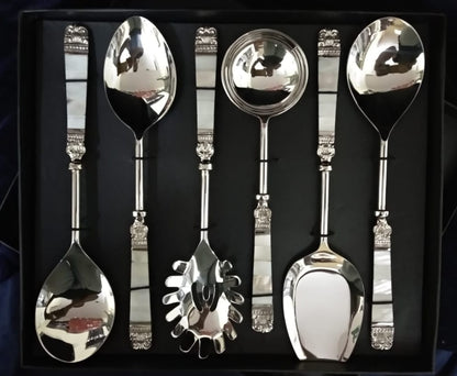 Elegant Serving Cutlery Set with Box | Modern Serving Spoons (Set of 6)