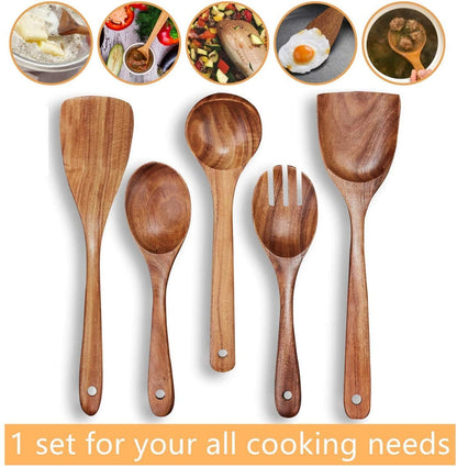 Non-Stick Wooden Cutlery Set | Cooking Cutlery (Set of 5)