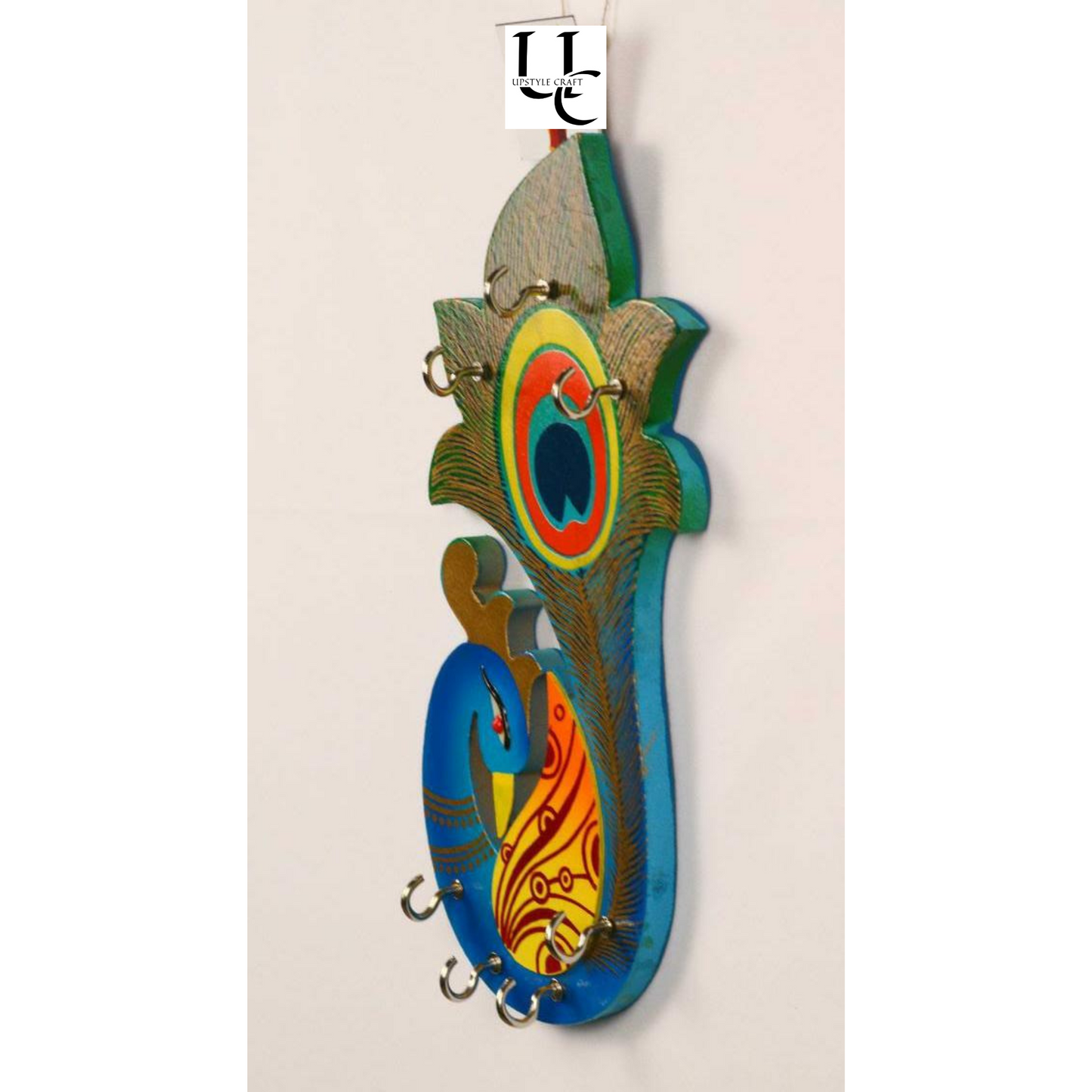 Peacock Key Hanger | Wall Mount Wooden Key Holder