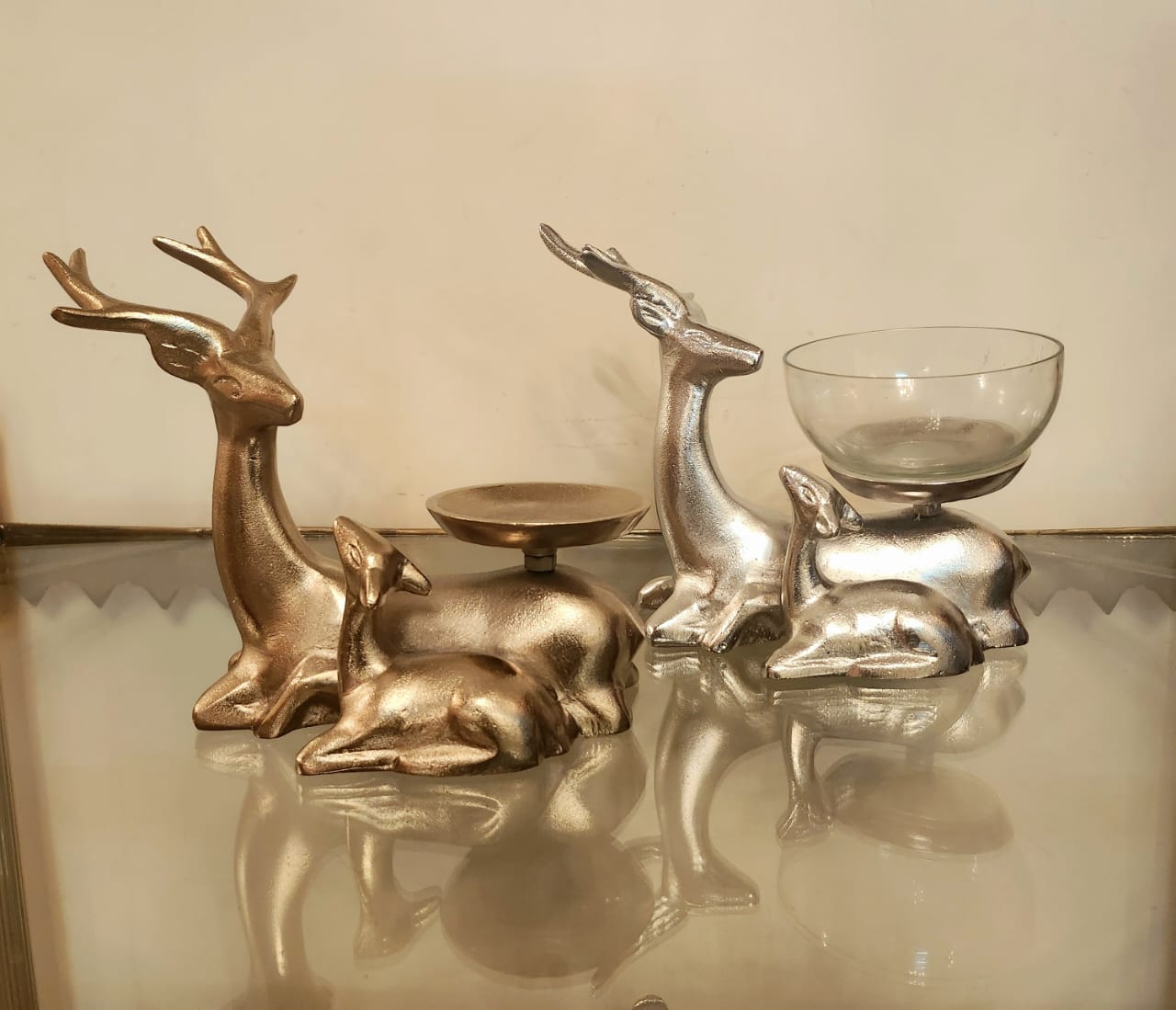 Reindeer With Baby Candle Holder For christmas decoration and gifting