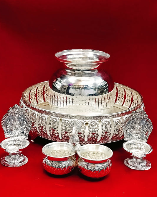 German Silver Pooja Thali Set