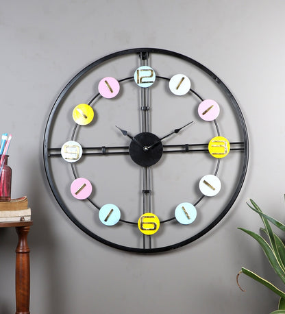 Wall Mount Number Clock | Multi-colour Round Wall Clock (Large)