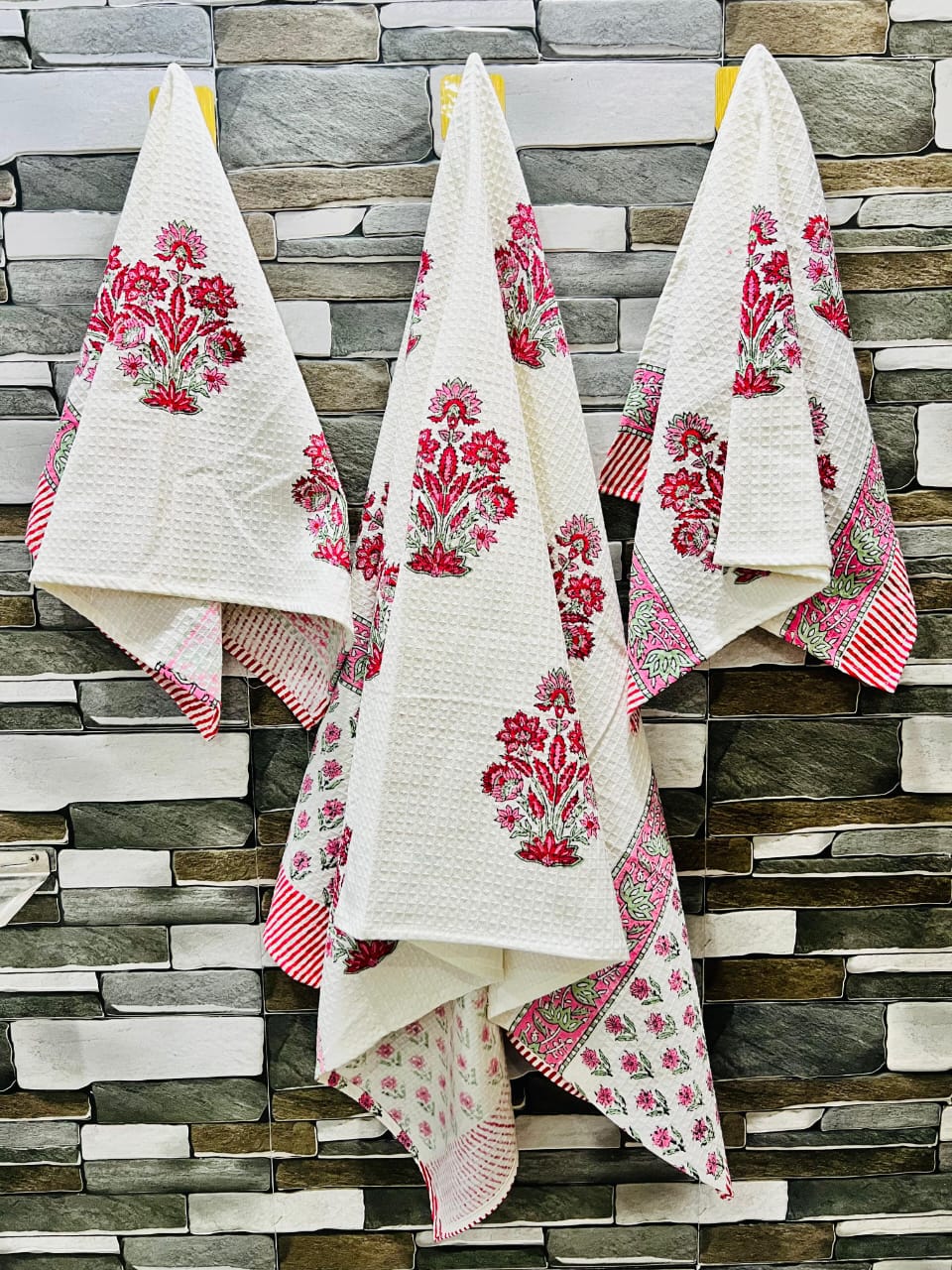 Hand Block Cotton Towel Set (Set of 3)