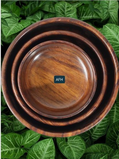 Modern Wooden Serving Bowls | Premium Wooden Bowl Set (Set of 3)