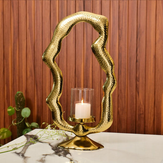 Zigzag Candle Holder | Metal Candle Stand (Large)